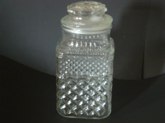 Vintage Wexford Clear Cut Glass Cookie Jar With Lid